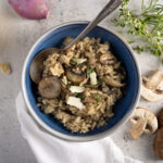 A bowl of mushroom risotto