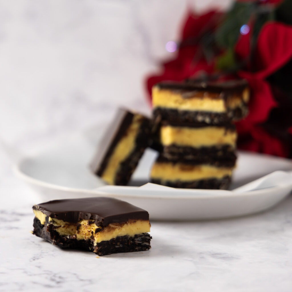 A plate of Nanaimo Bars