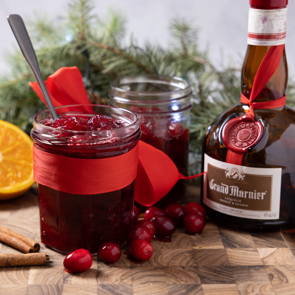 Jars of fresh homemade cranberry sauce.