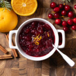 A bowl of fresh homemade cranberry sauce.