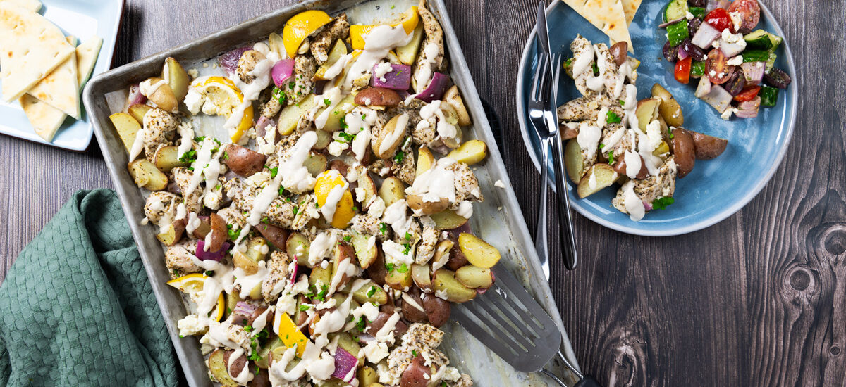 Sheet Pan Greek Chicken and Potatoes