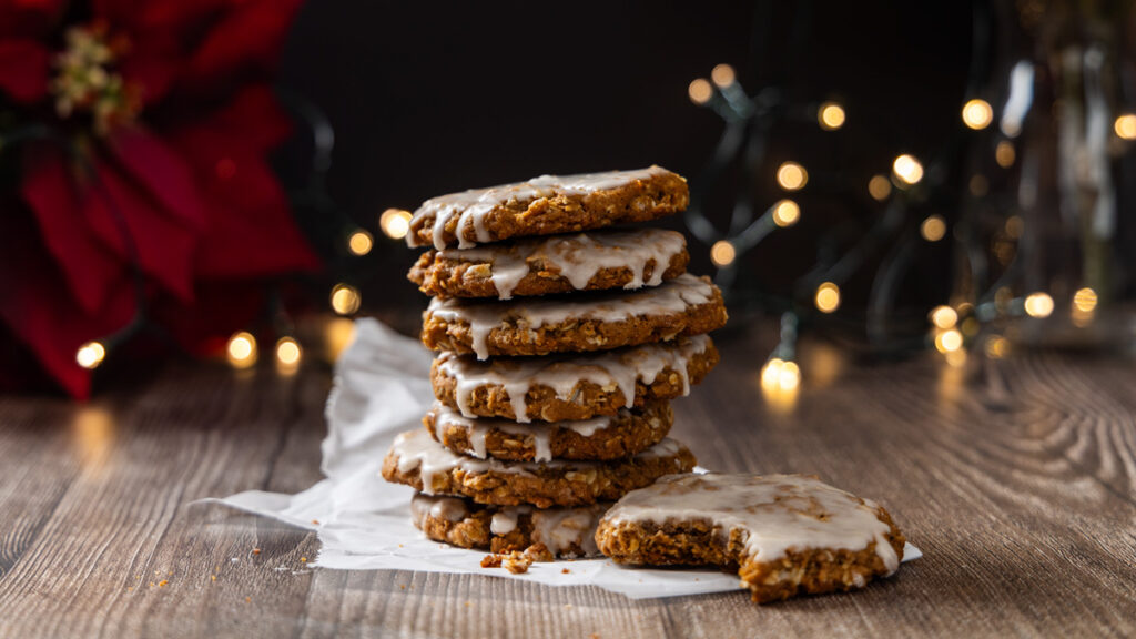 A stack of oatmeal gingerbread cookies