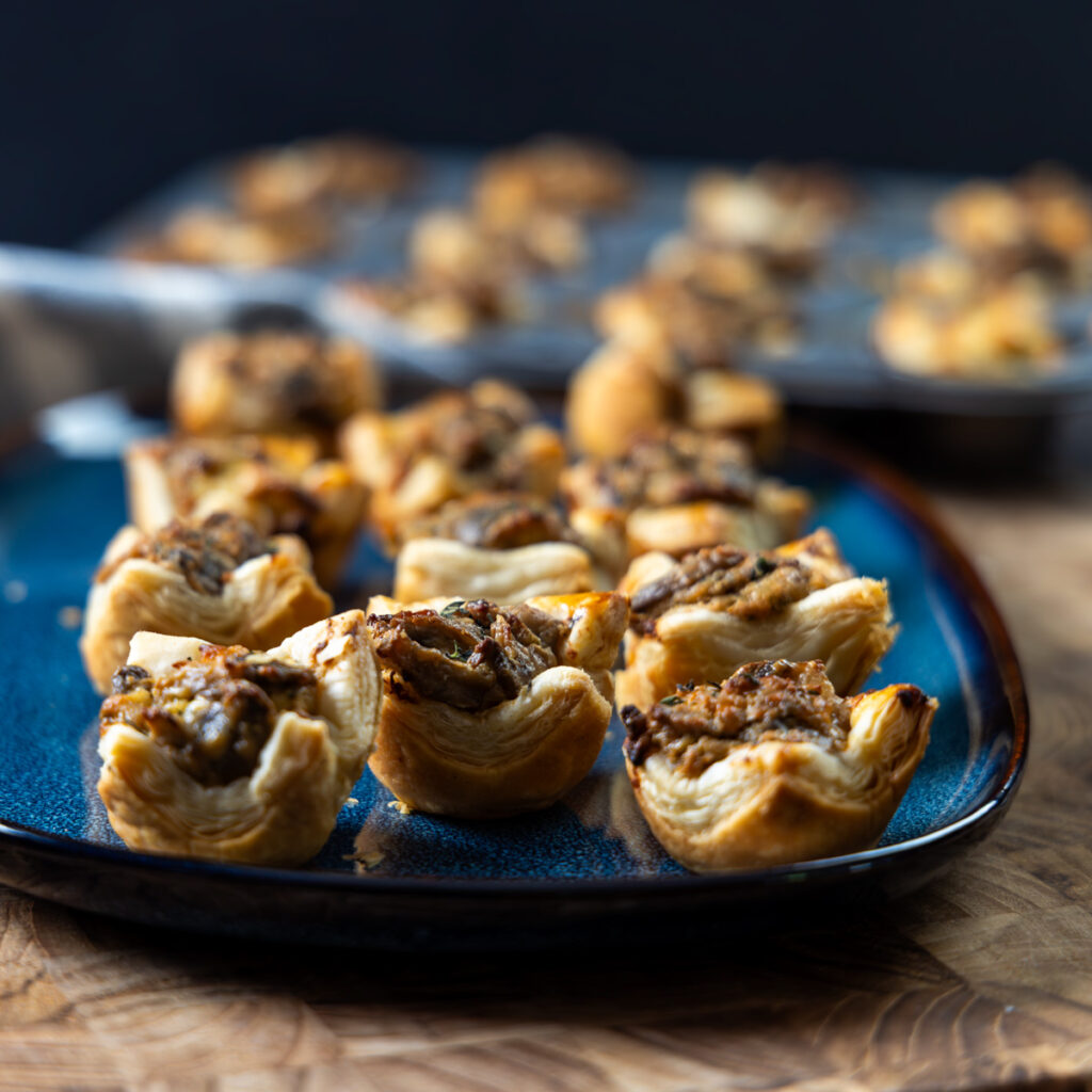 Mushroom puff appetizer.