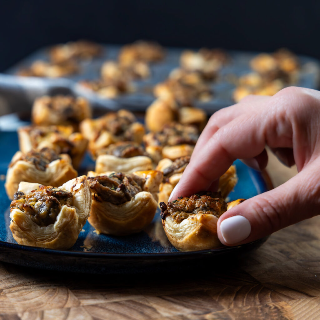 Mushroom puff appetizer.