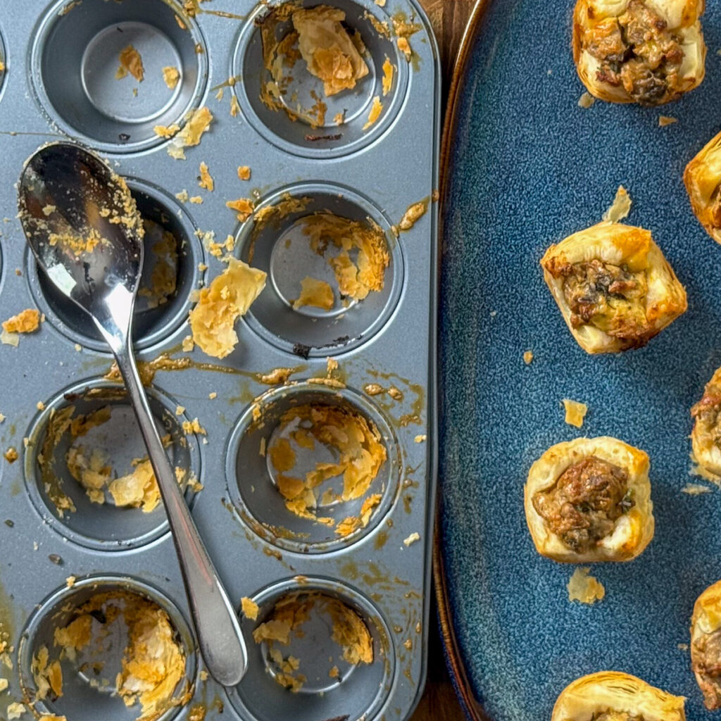 Mushroom puff appetizer.