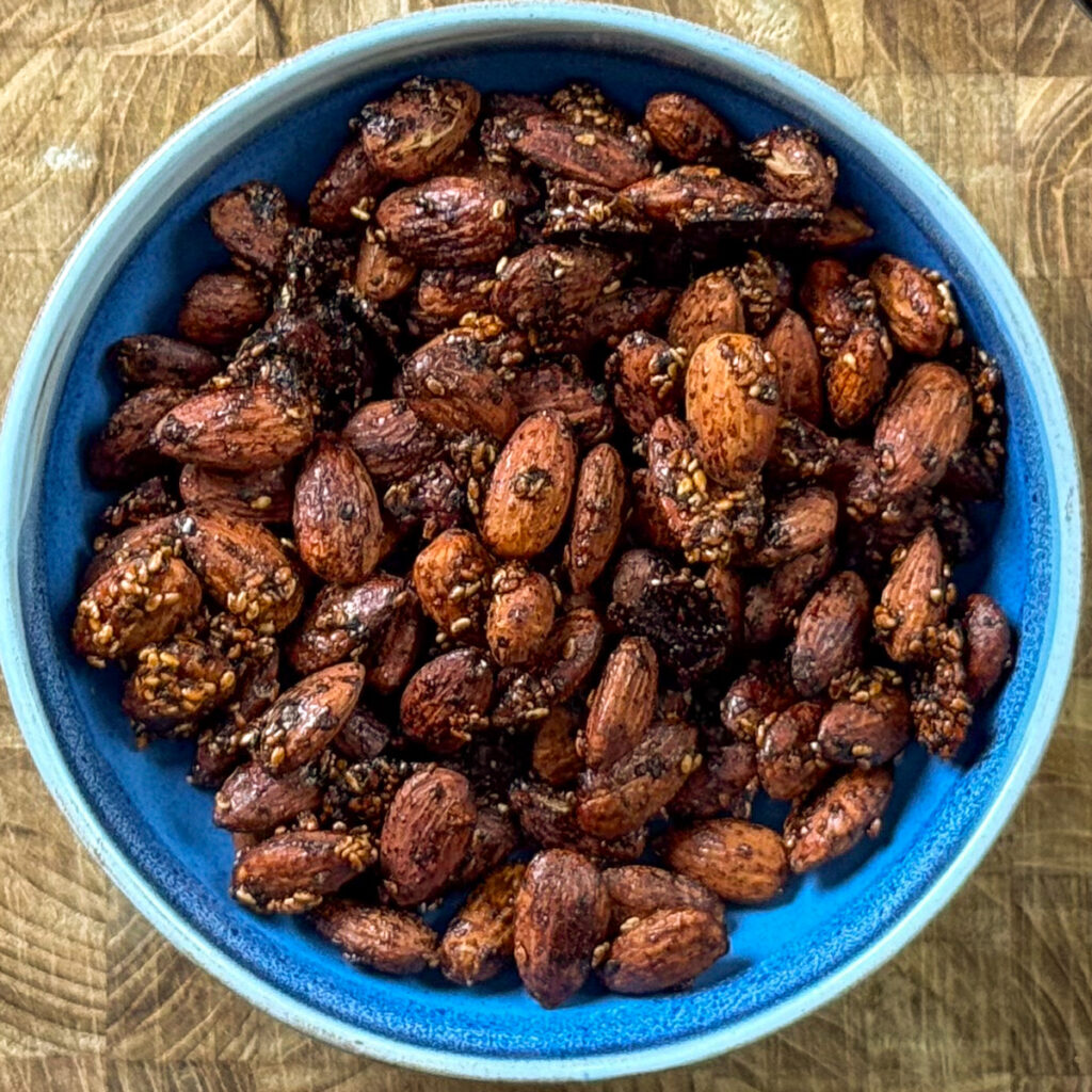 Sesame almonds in a bowl