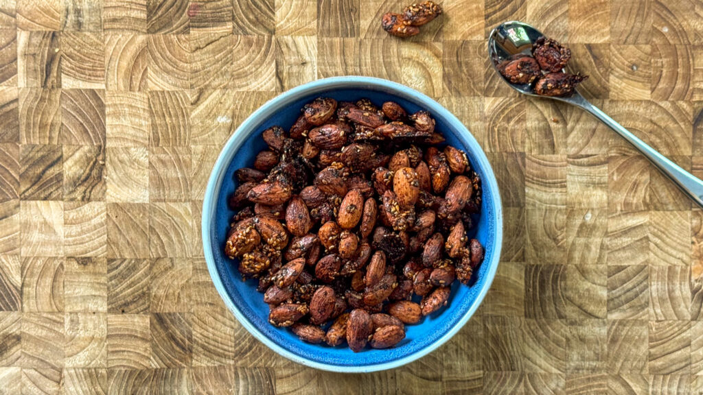 Sesame almonds in a bowl