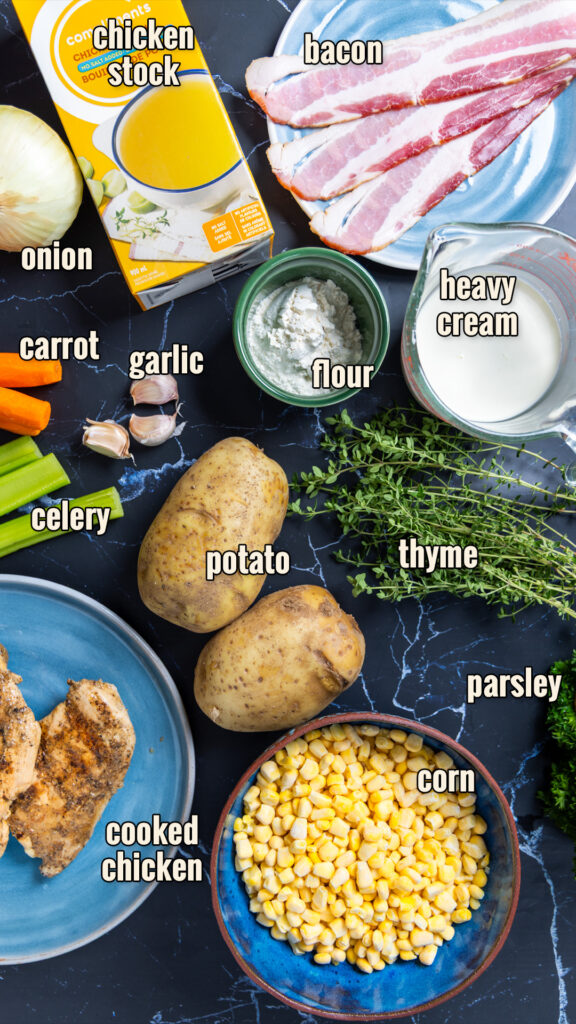 Ingredients for Chicken Corn Chowder