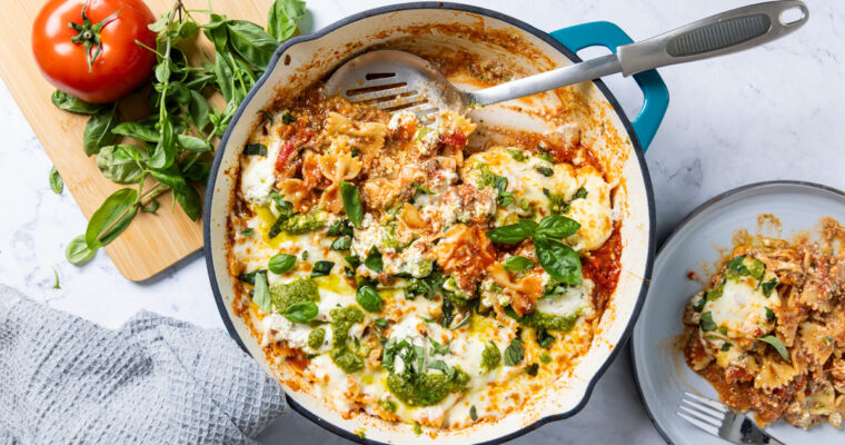 Skillet Lasagna with Italian Sausage and Pesto