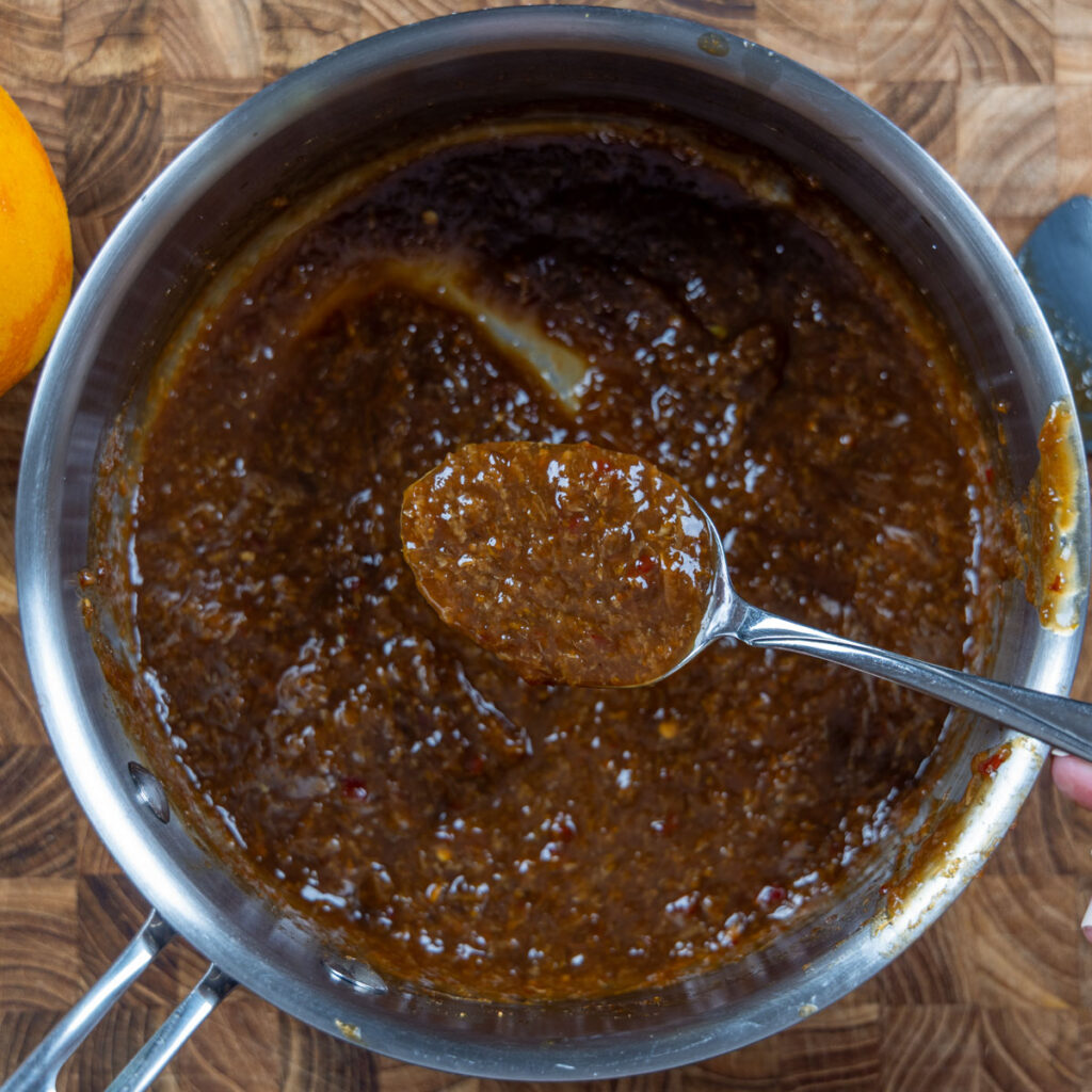 Orange ginger sauce for sheet pan orange cashew chicken recipe