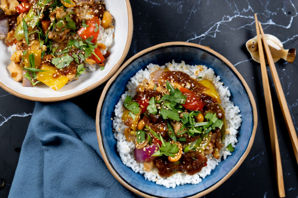 Sheet pan orange cashew chicken
