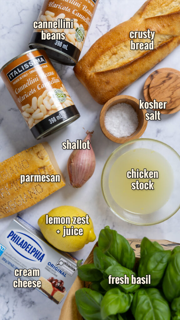 Ingredients for creamy lemon parmesan beans