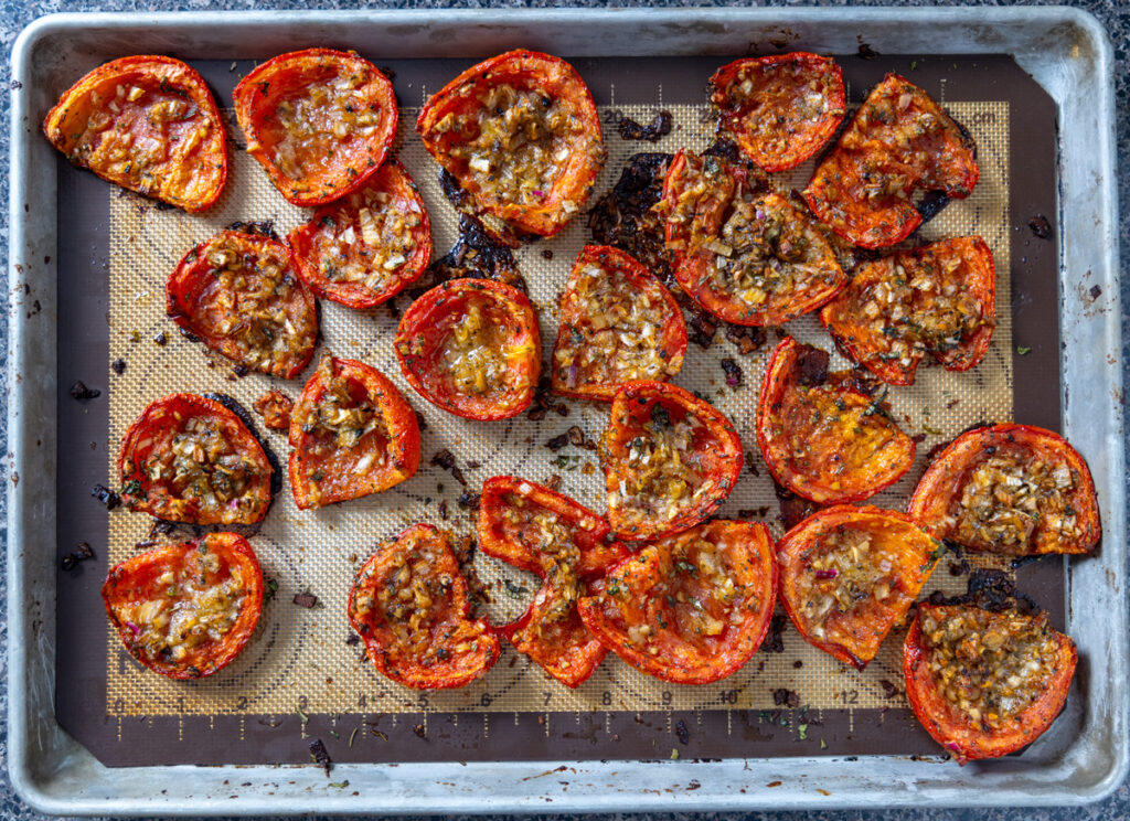 Tomatoes on a sheet pan