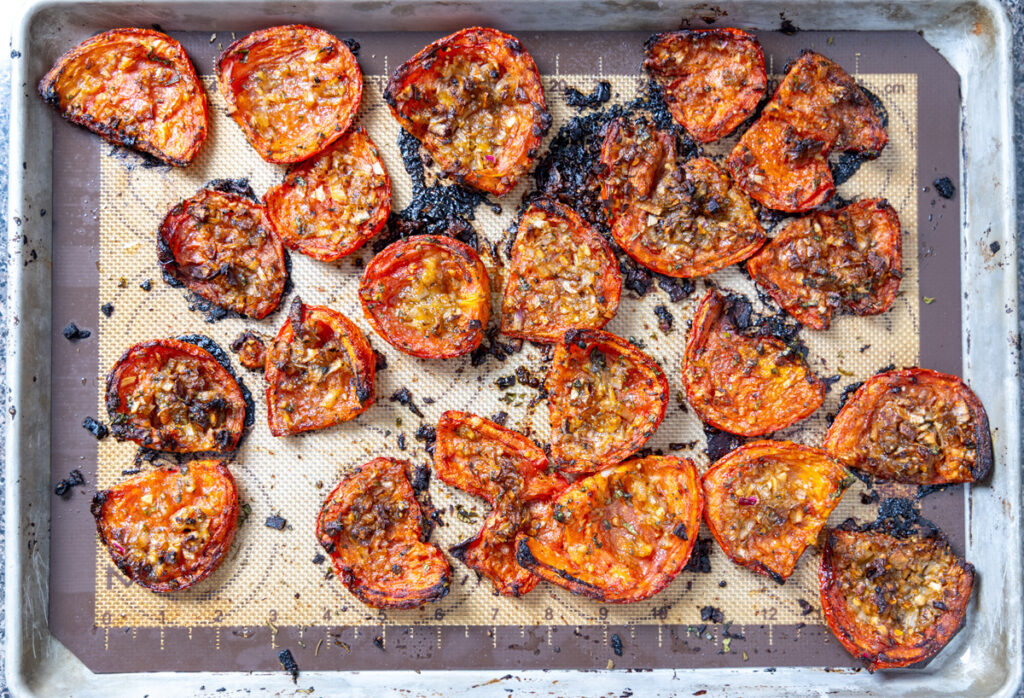 Tomatoes on a sheet pan